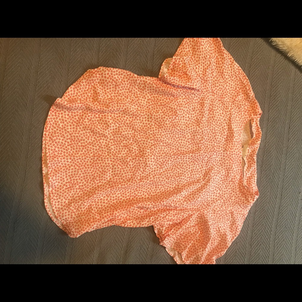 Orange Floral Flutter Sleeve Top